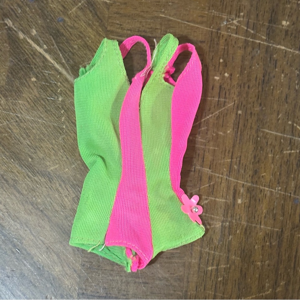 Rare Barbie Green and Pink Kids Bodysuit
